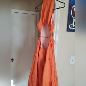 Orange peekaboo back dress